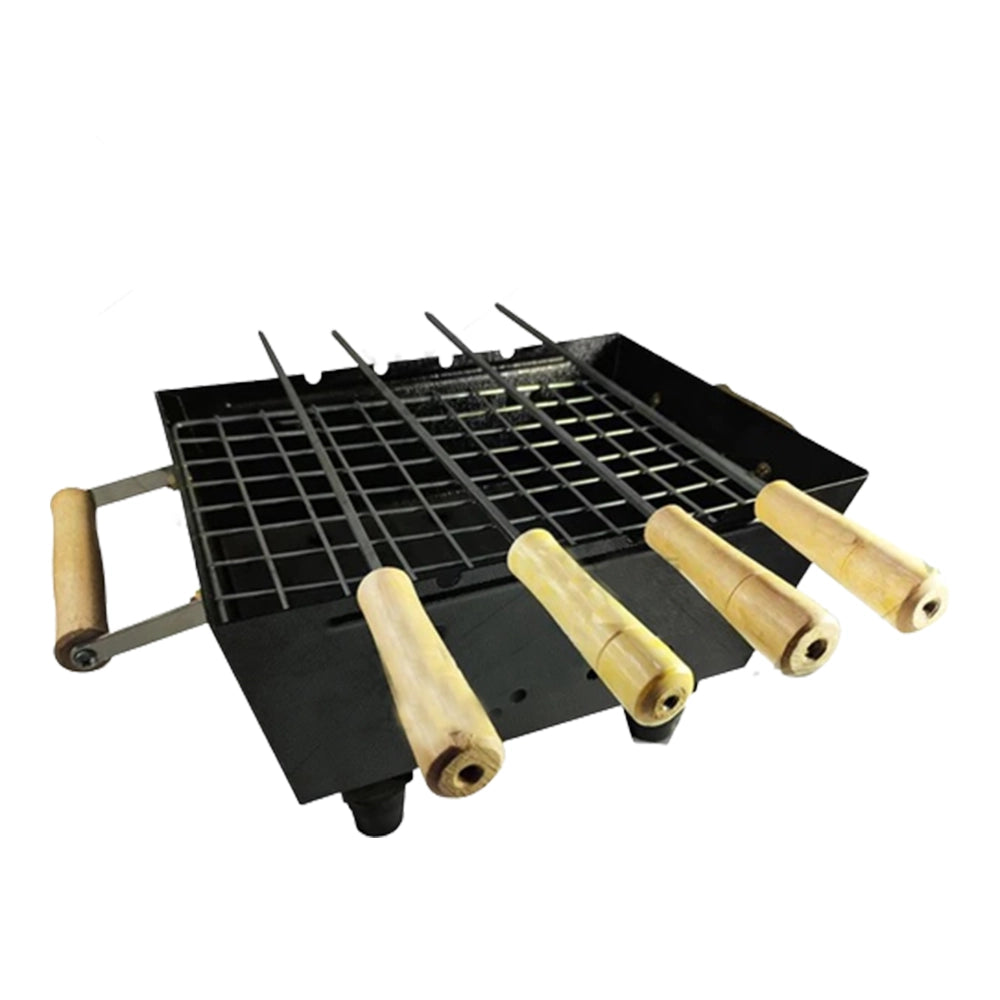 Charcoal Grill Barbecue, Rubber Leg with 4 Skewers-1